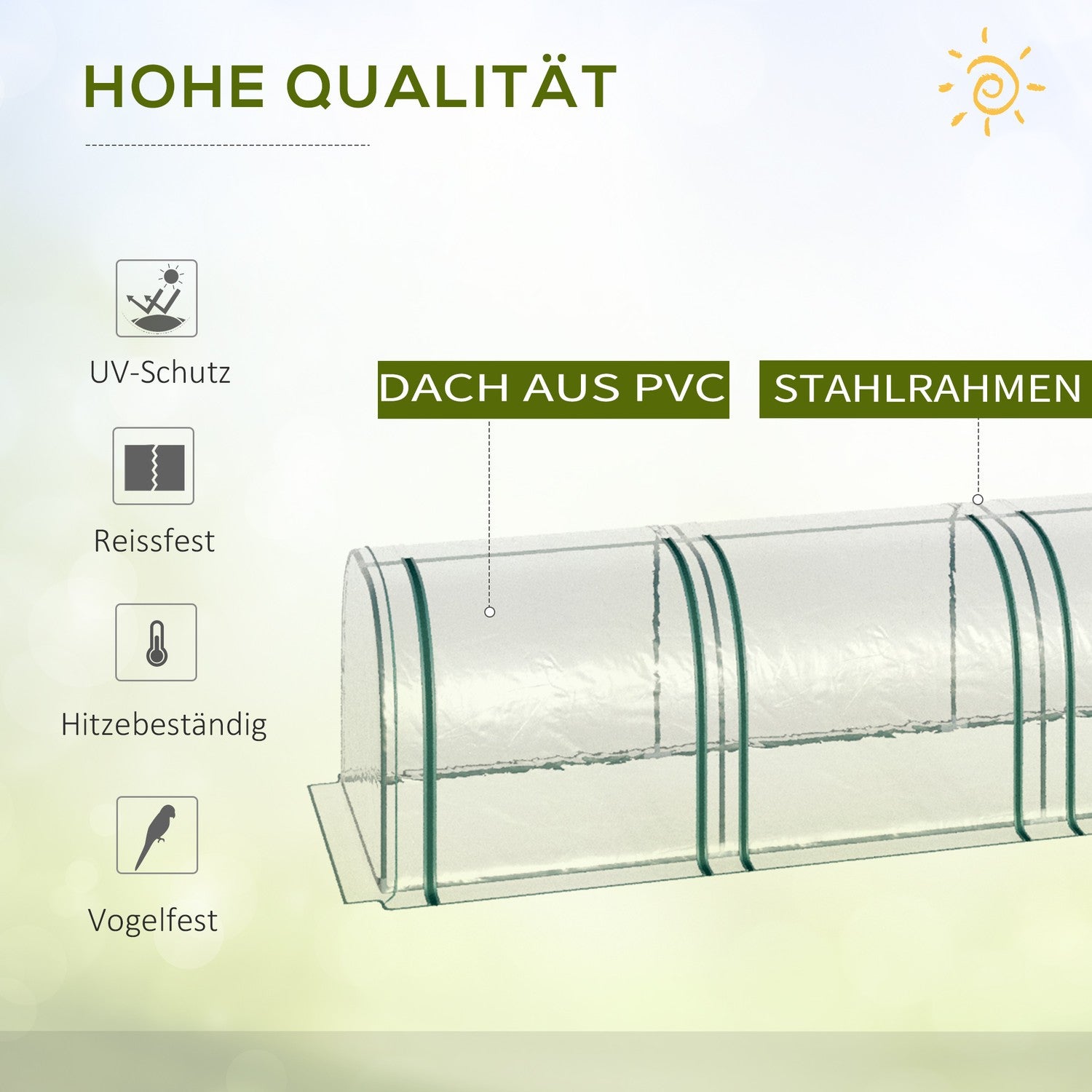 Tunnelkas met deur, stalen frame, 295 x 100 x 80 cm