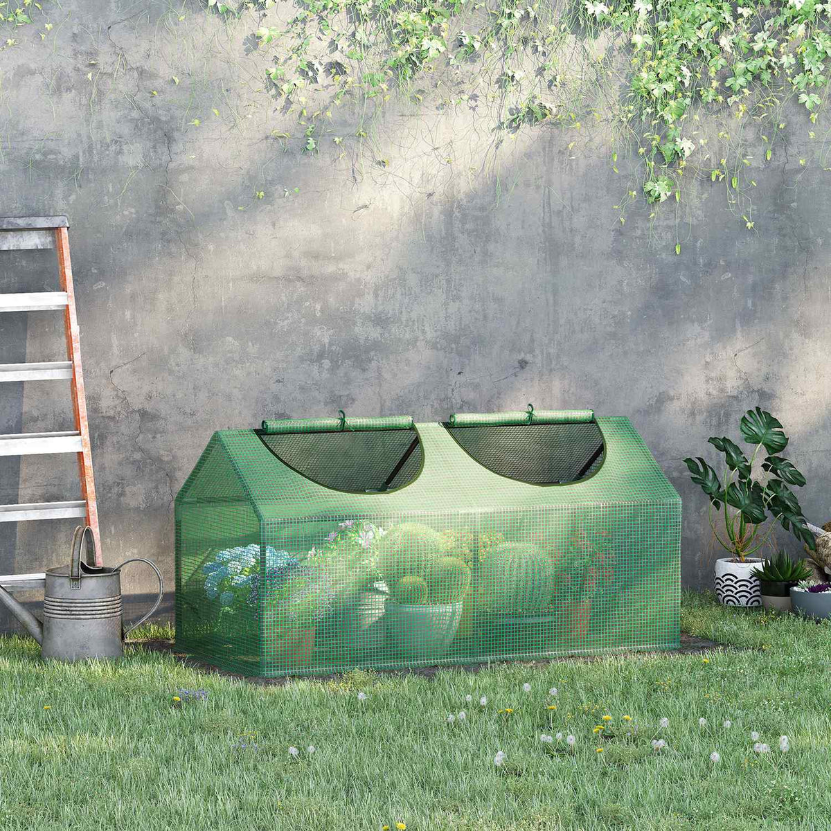 Foliekas met ramen, 120x60x60 cm, weerbestendig
