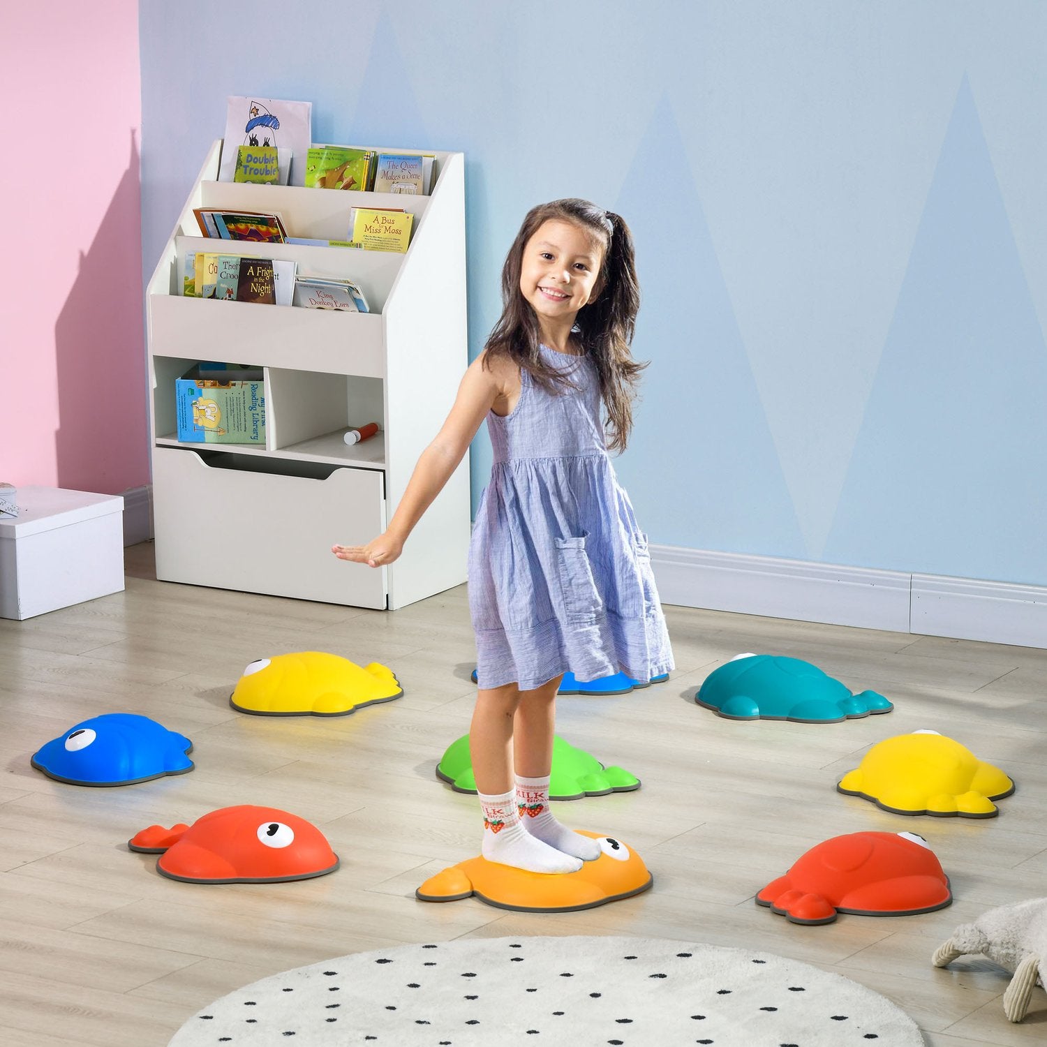 Kleurrijke antislip stapelstenen, set van 9 - Draagvermogen 80 kg