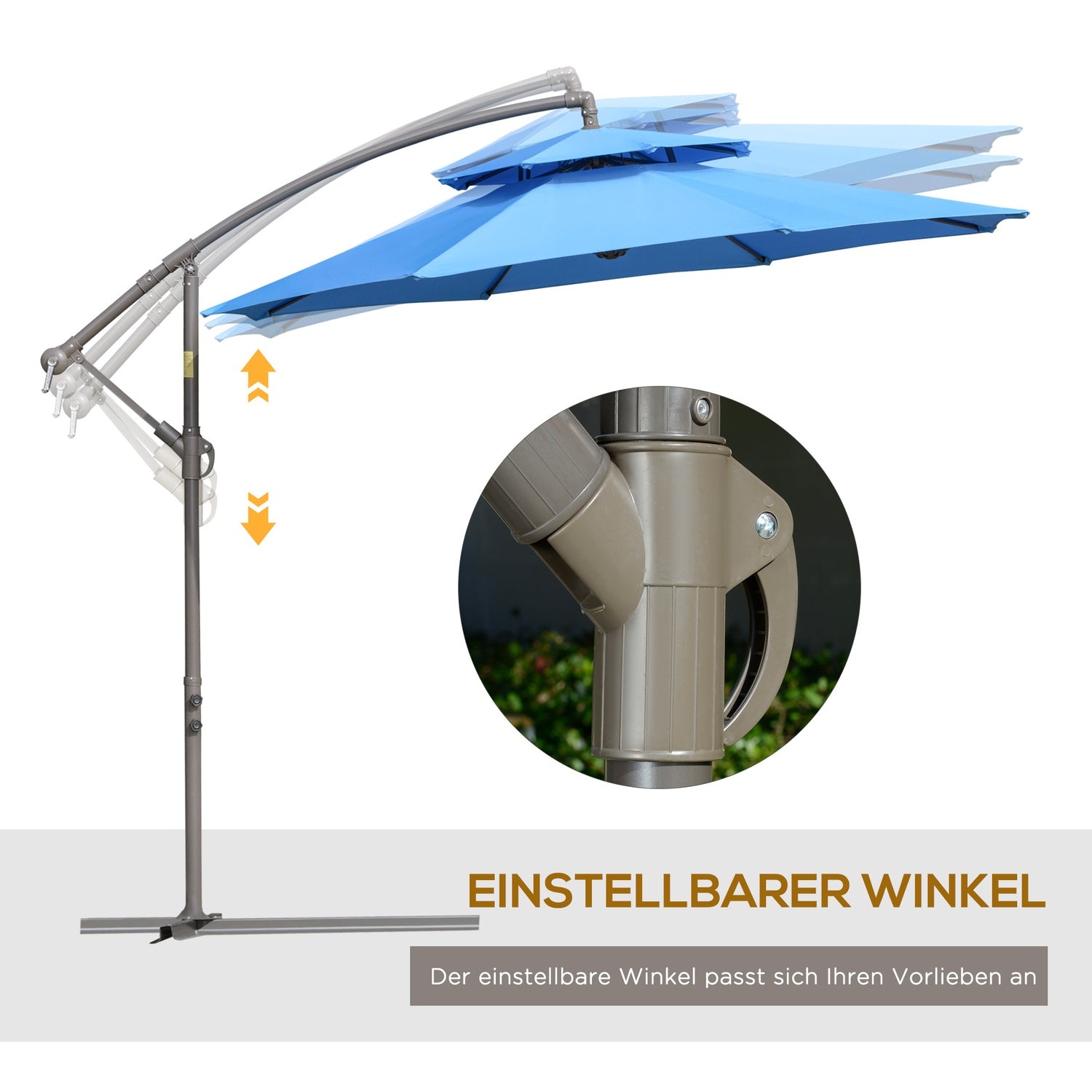 Zweefparasol, 2,67 m, dubbel dak, UV-bescherming