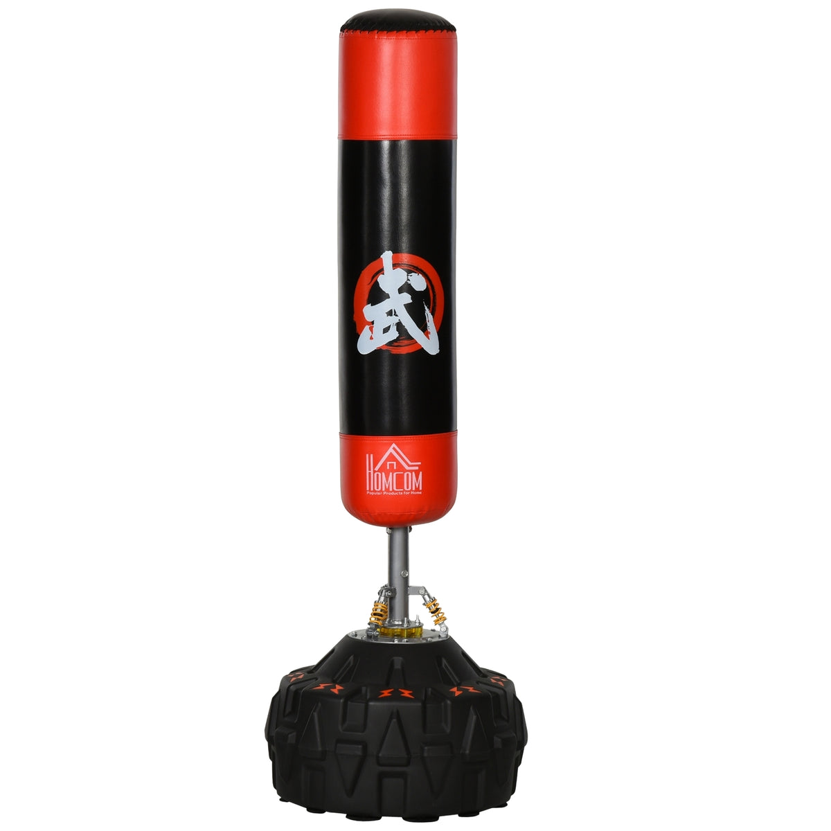 Vrijstaande bokszak, zuignapvoet, 180cm, zwart/rood