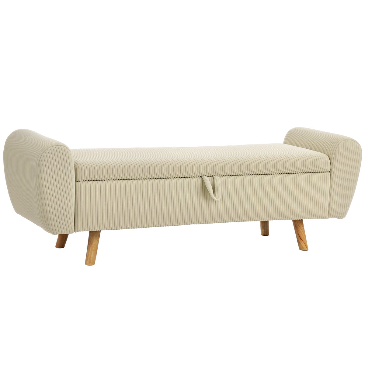 Opbergbank met verborgen vak, beige ribfluweel, 150 cm