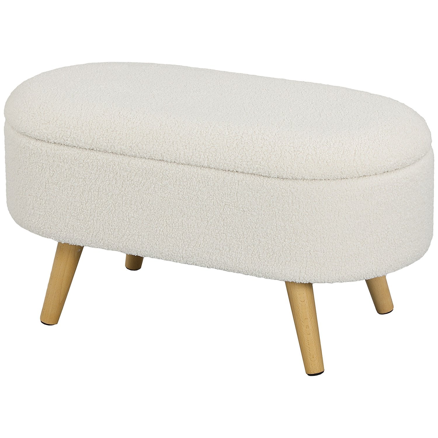Truhenbank mit Deckel, bezogen Teddy-Samt, 82x41x45 cm
