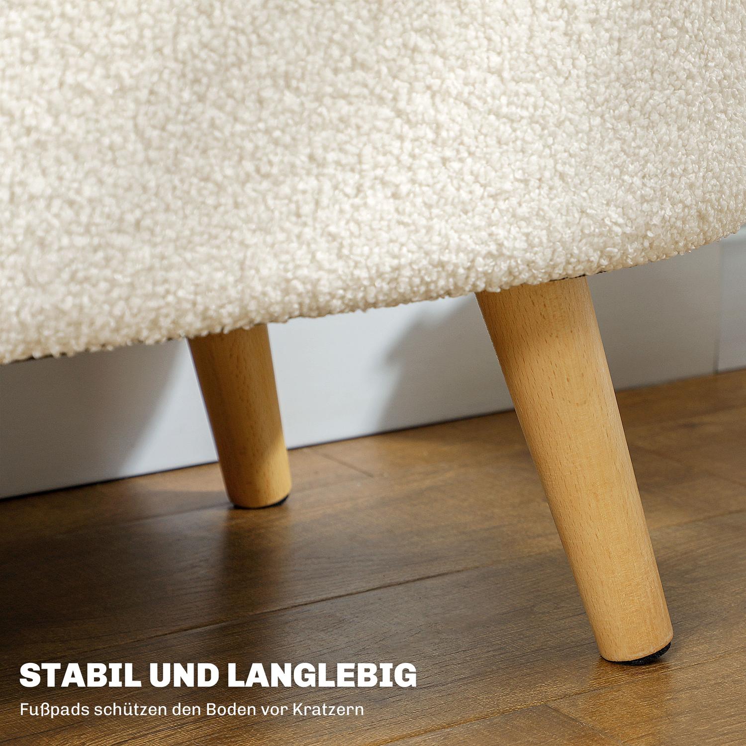 Truhenbank mit Deckel, bezogen Teddy-Samt, 82x41x45 cm