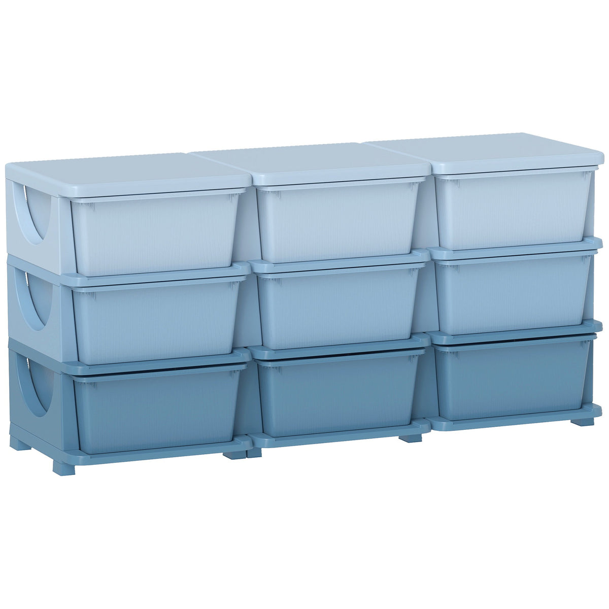 Opbergkast voor kinderen, 9 lades, blauw, kunststof