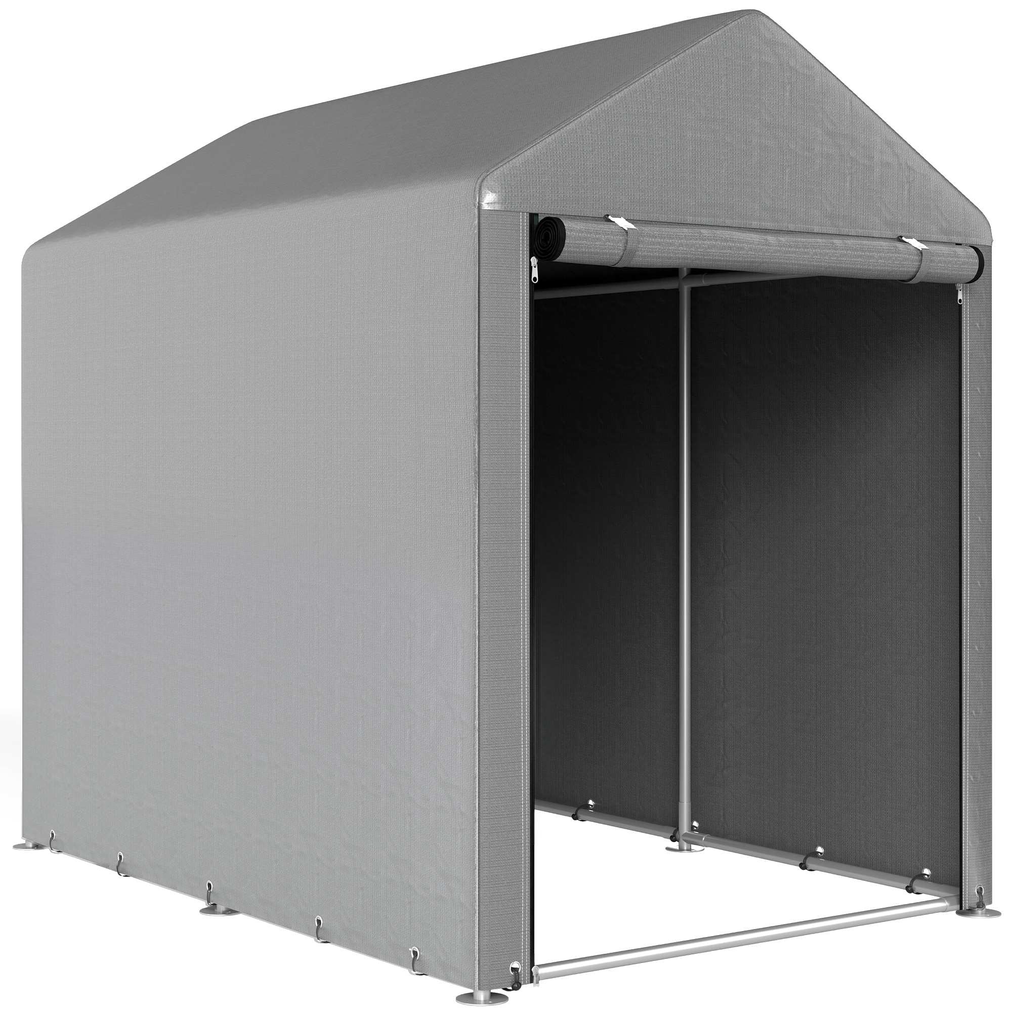 Förvaringsskjul för utomhusbruk, stålram, 120x179x165cm, ljusgrå