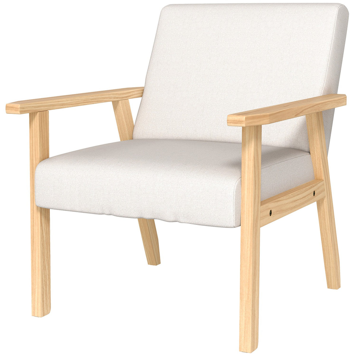 Fauteuil met armleuningen, Bekleed, Crèmewit, 64x70x72 cm