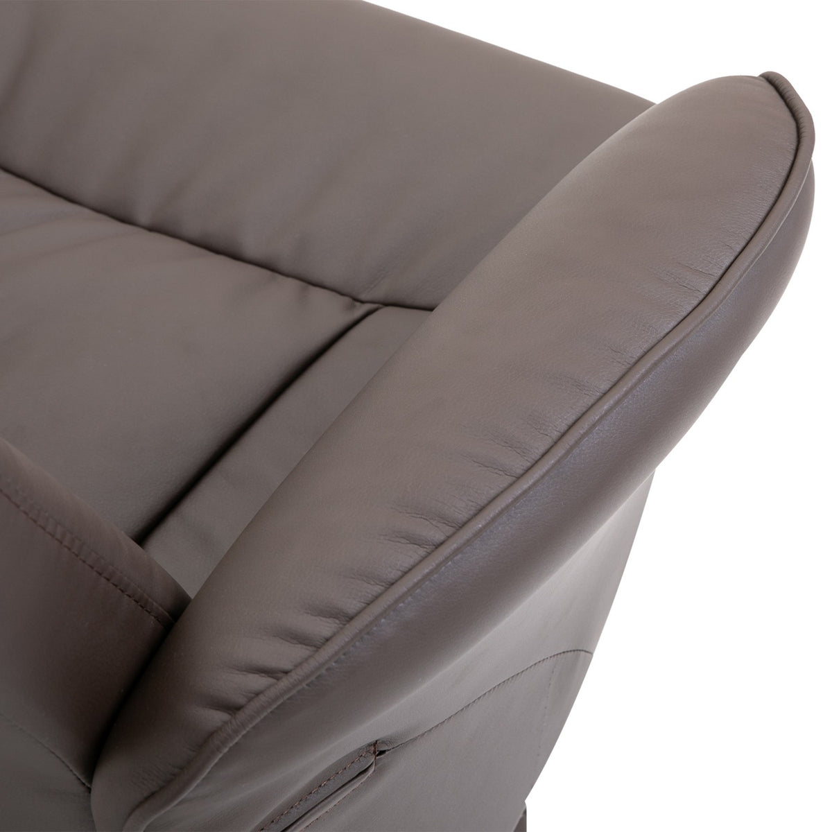Fauteuil en voetenbank, kunstleer, bruin