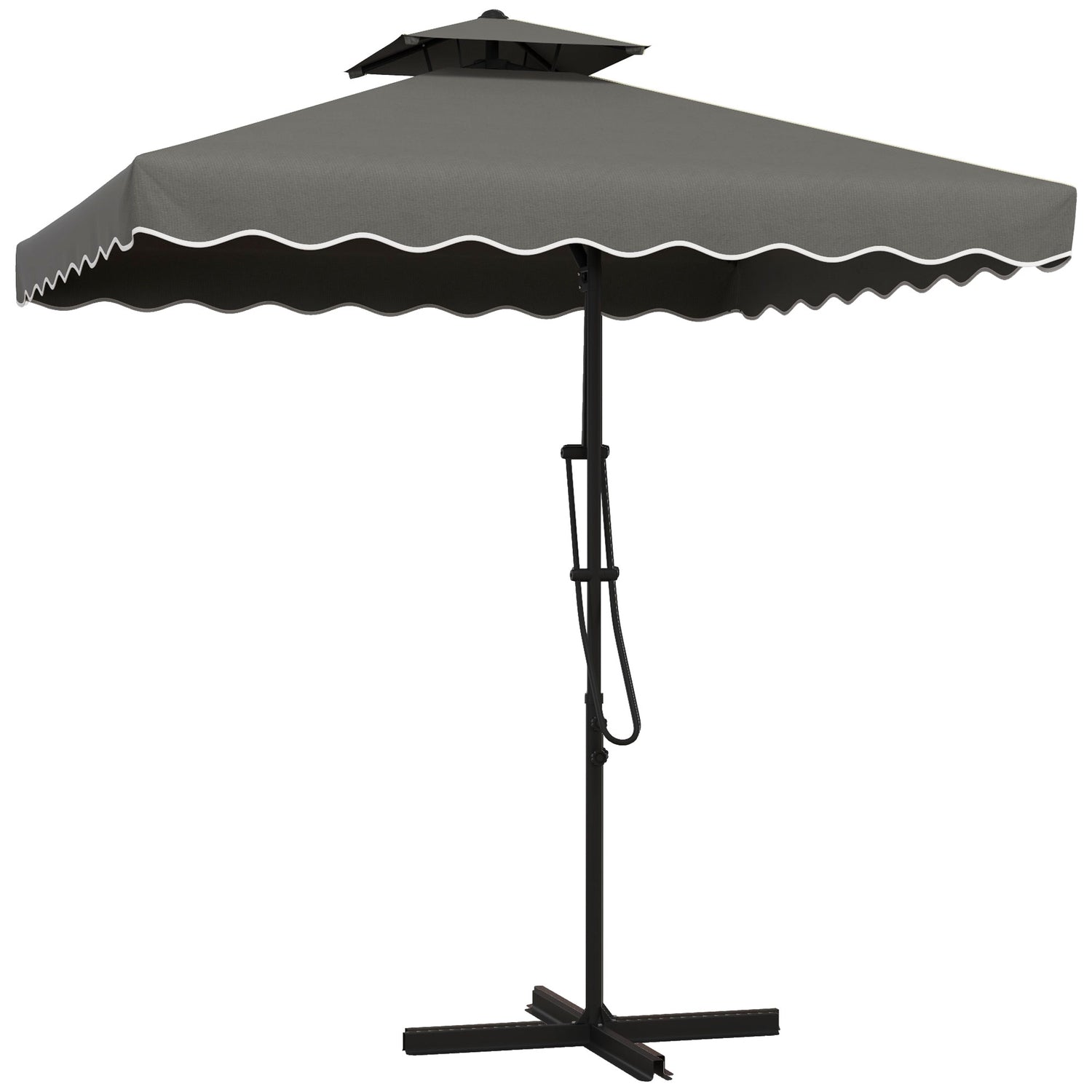 Vierkant Balkonparasol, 243cm, UV-bescherming, Donkergrijs
