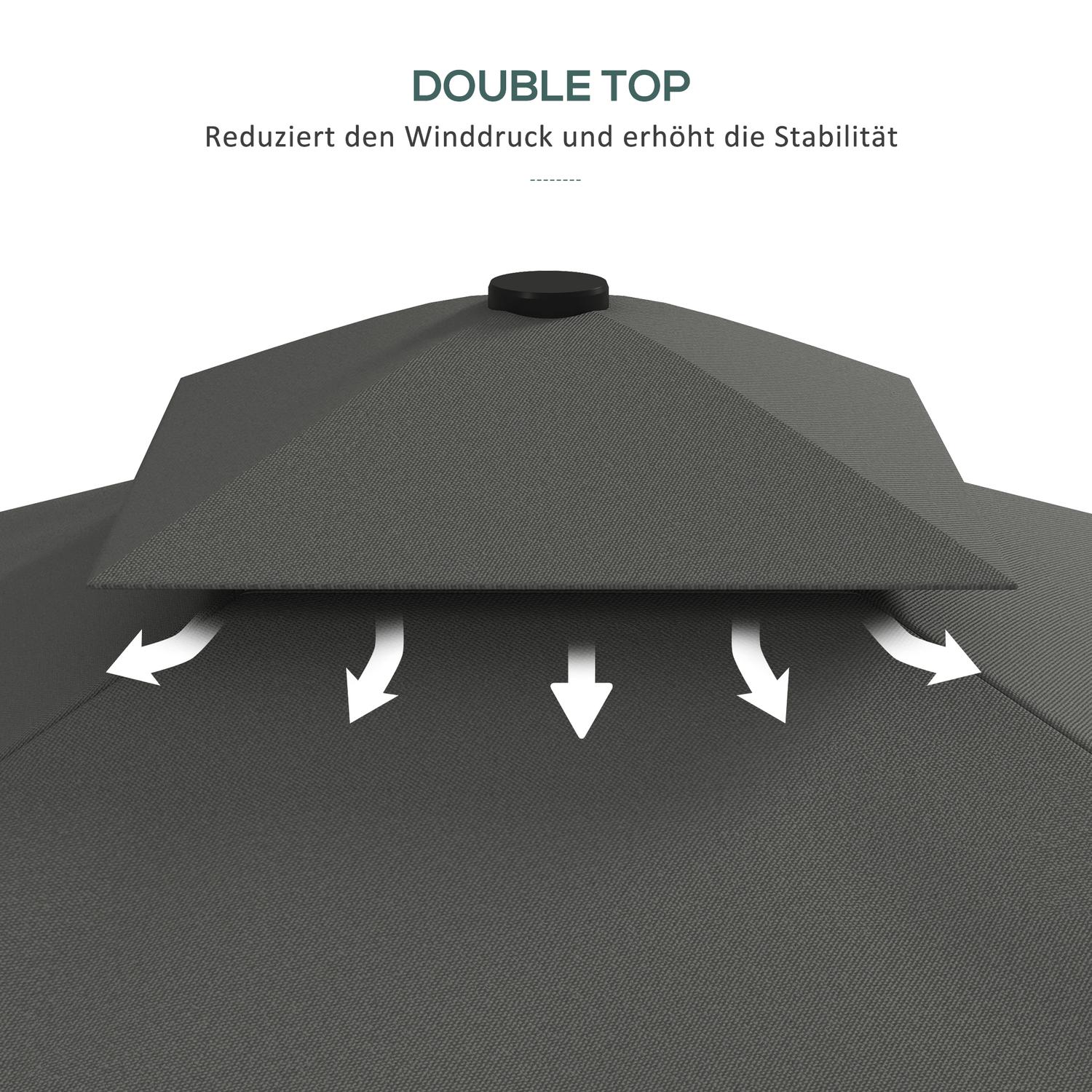 Vierkant Balkonparasol, 243cm, UV-bescherming, Donkergrijs