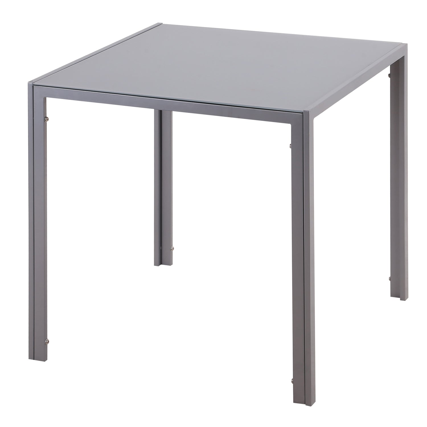 Quadratischer Esstisch für 4, Platte aus Hartglas, Grau