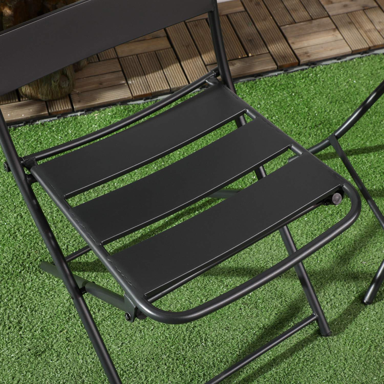 Tuin Bistro Set – 1 tafel en 2 stoelen, staal, zwart