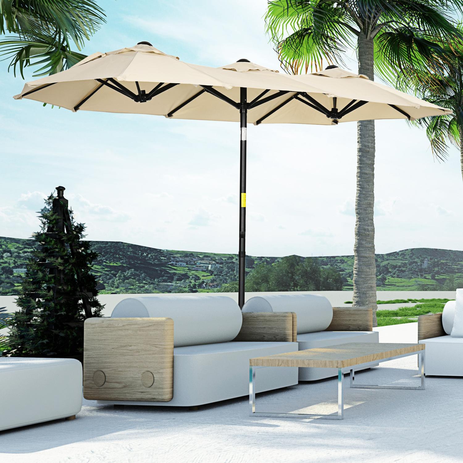 Tuinmarktparasol, 285x147cm, Kantel- & Winddak