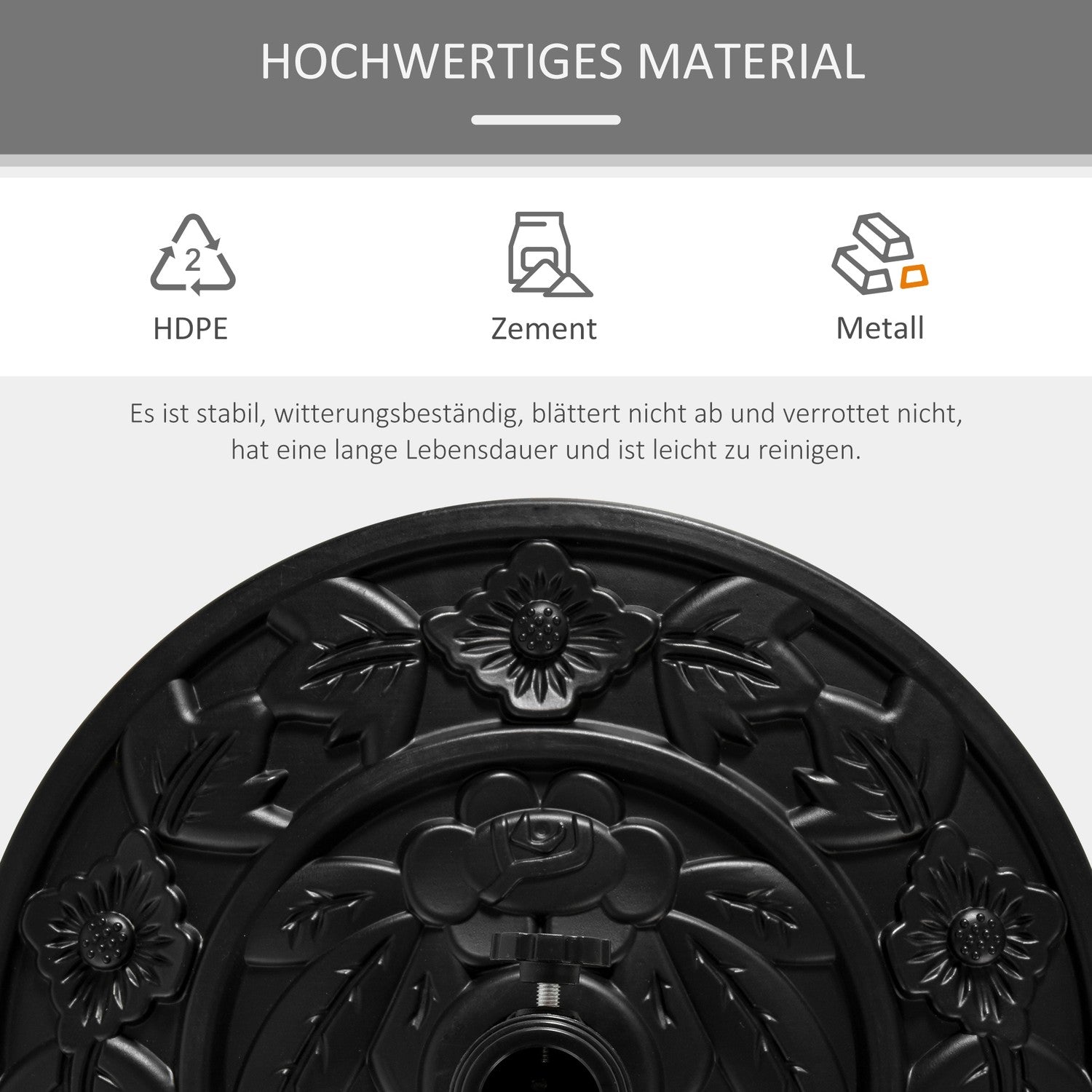Parasolvoet 9kg, Bloemmotief, Ø35/38/48mm
