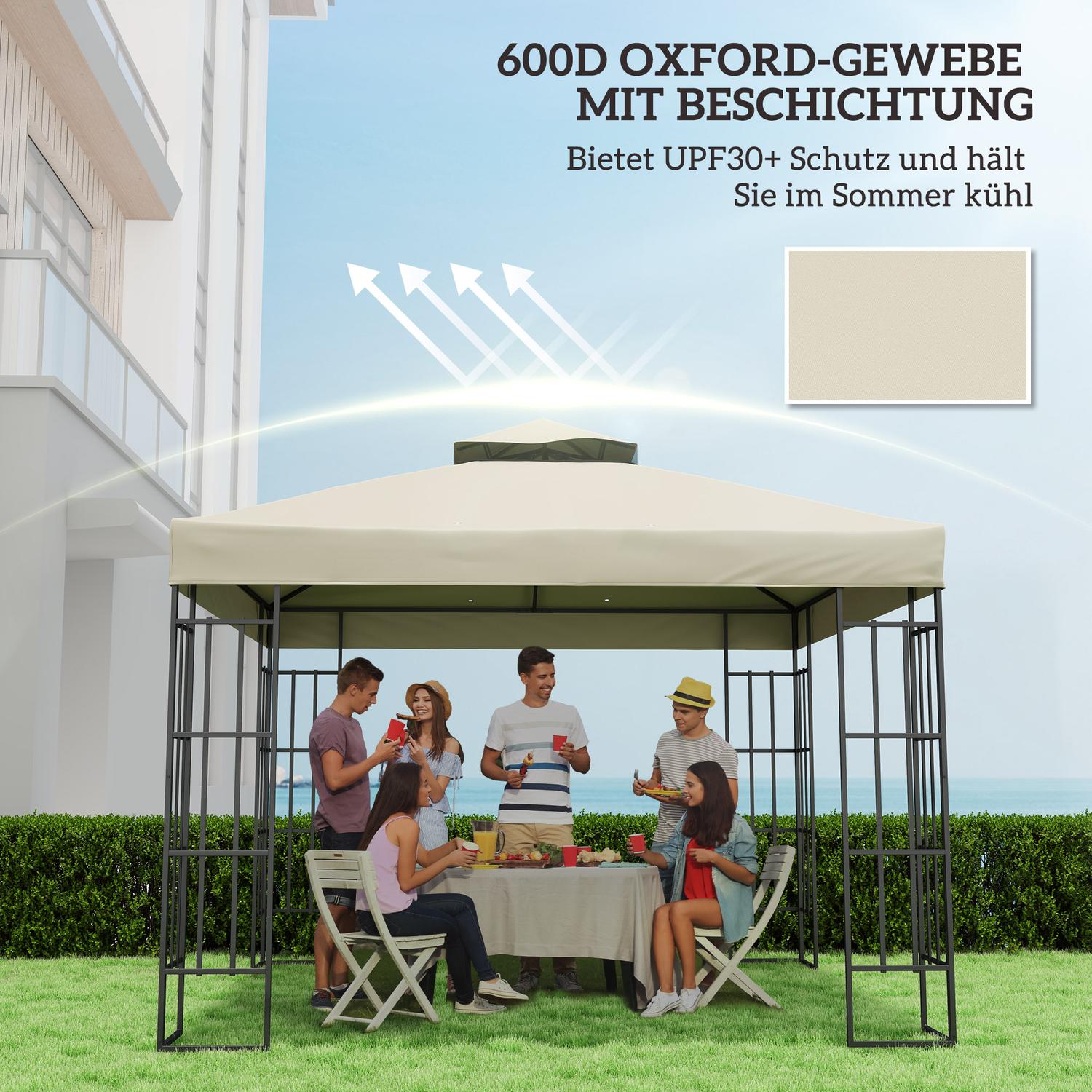 Pavillon-Ersatzdach 3x3m, wasserfest, cremeweiss