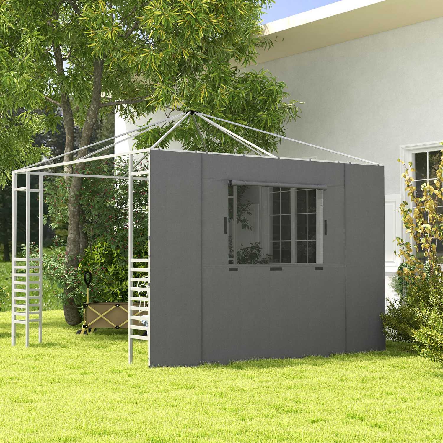 Partytent zijwanden, netvenster, donkergrijs, 2,95x2,95M