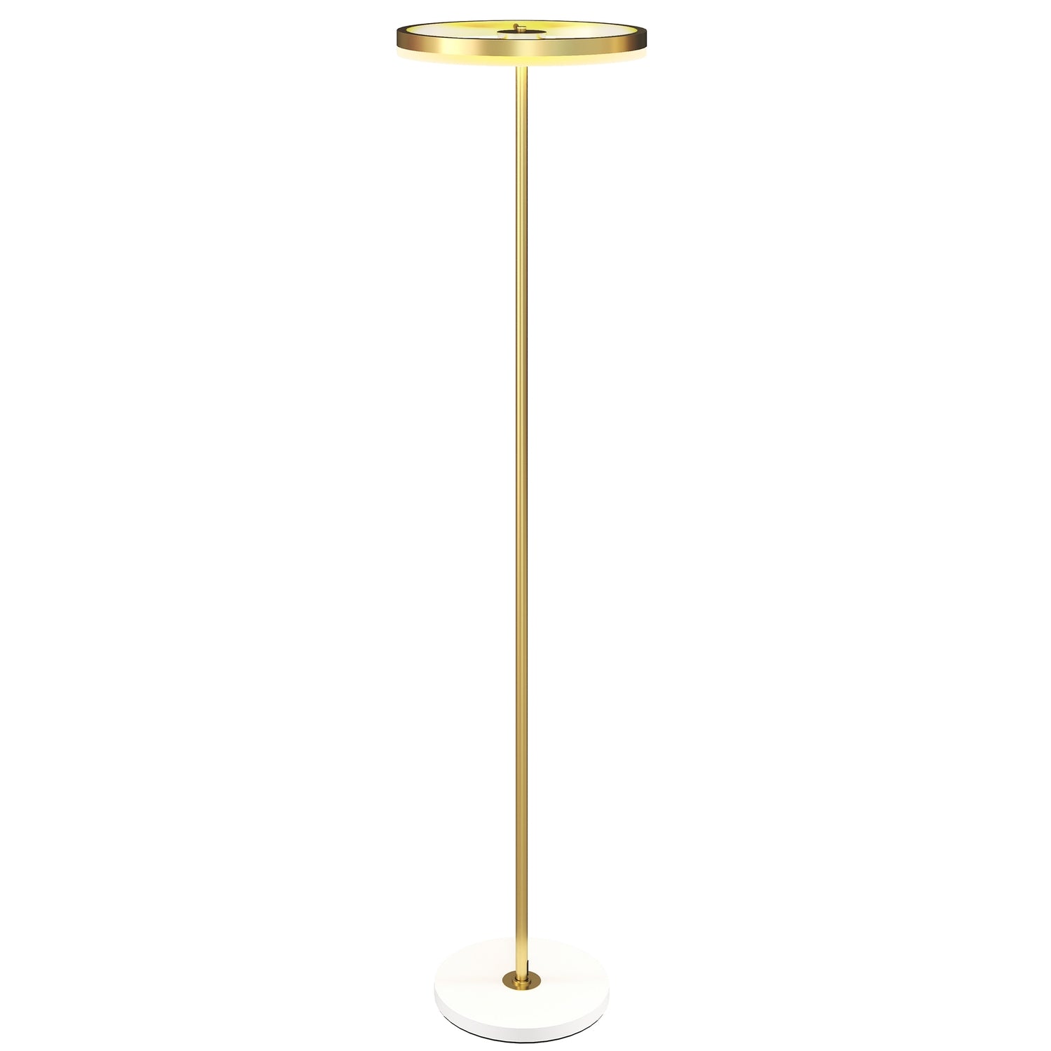 Vloerlamp, voetschakelaar, metalen structuur, acryl kap, 4000K, dimbaar, goudkleurig