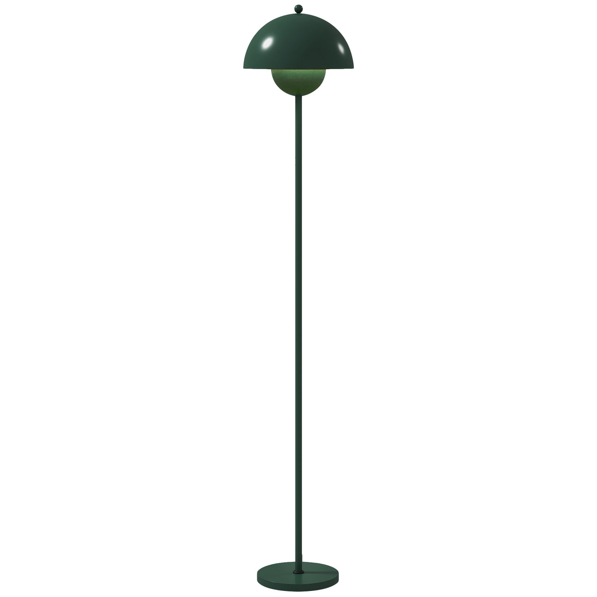 Vloerlamp met ronde lampenkap, voetschakelaar, lange kabel, groen