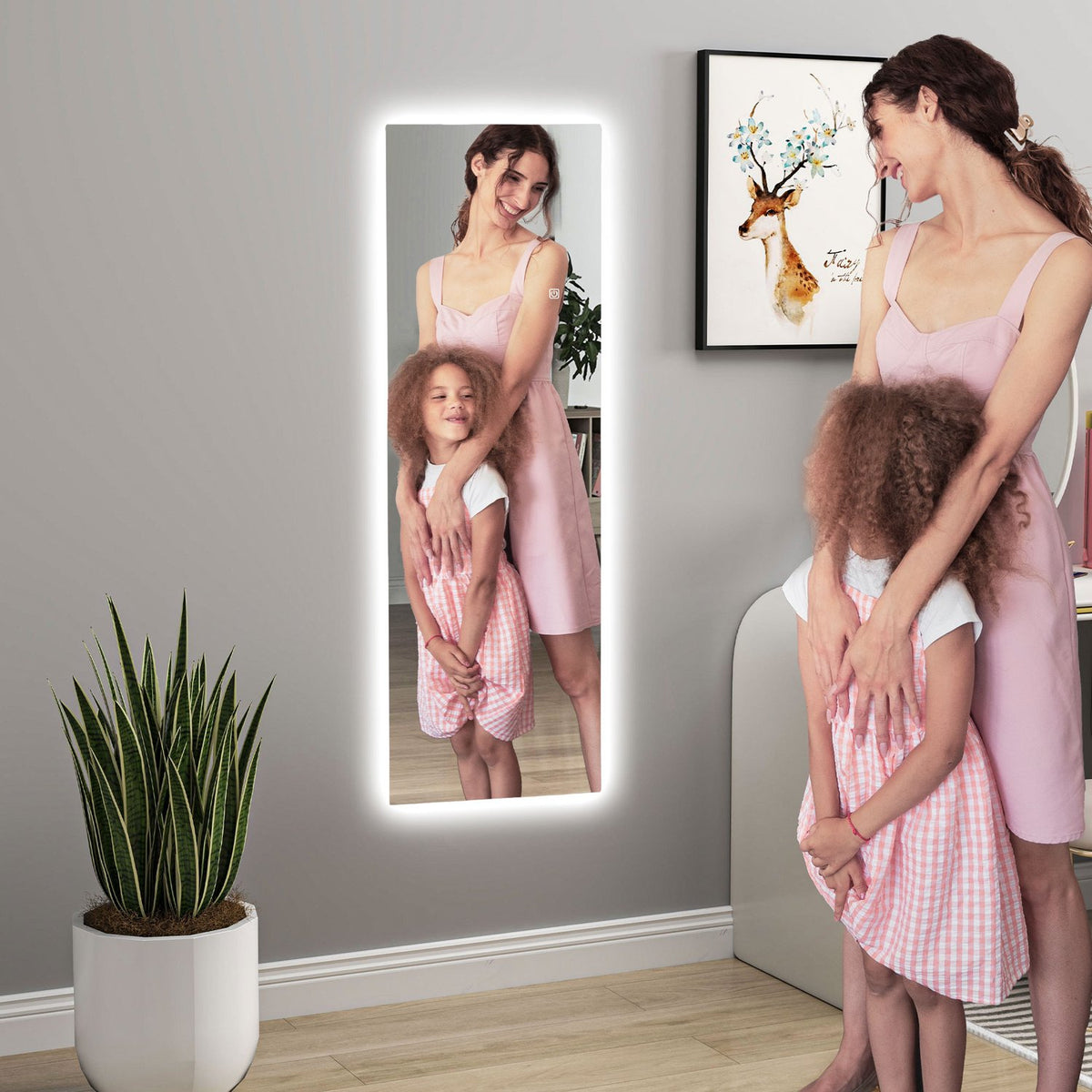 Vloerspiegel met LED-verlichting, Touch Control, 40x120 cm