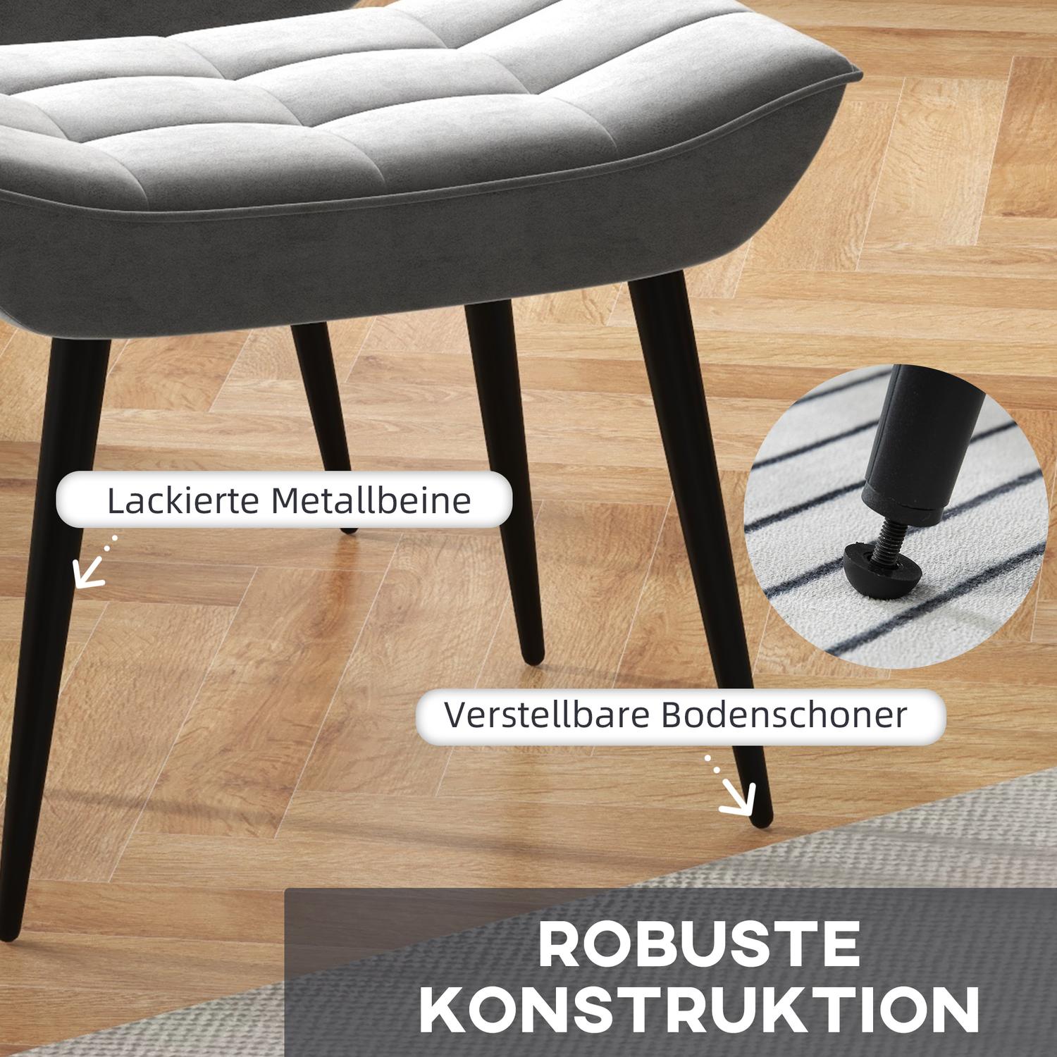 Grijze Relax Fauteuil & Ottoman Set, Velours Bekleding, comfortabele kussens
