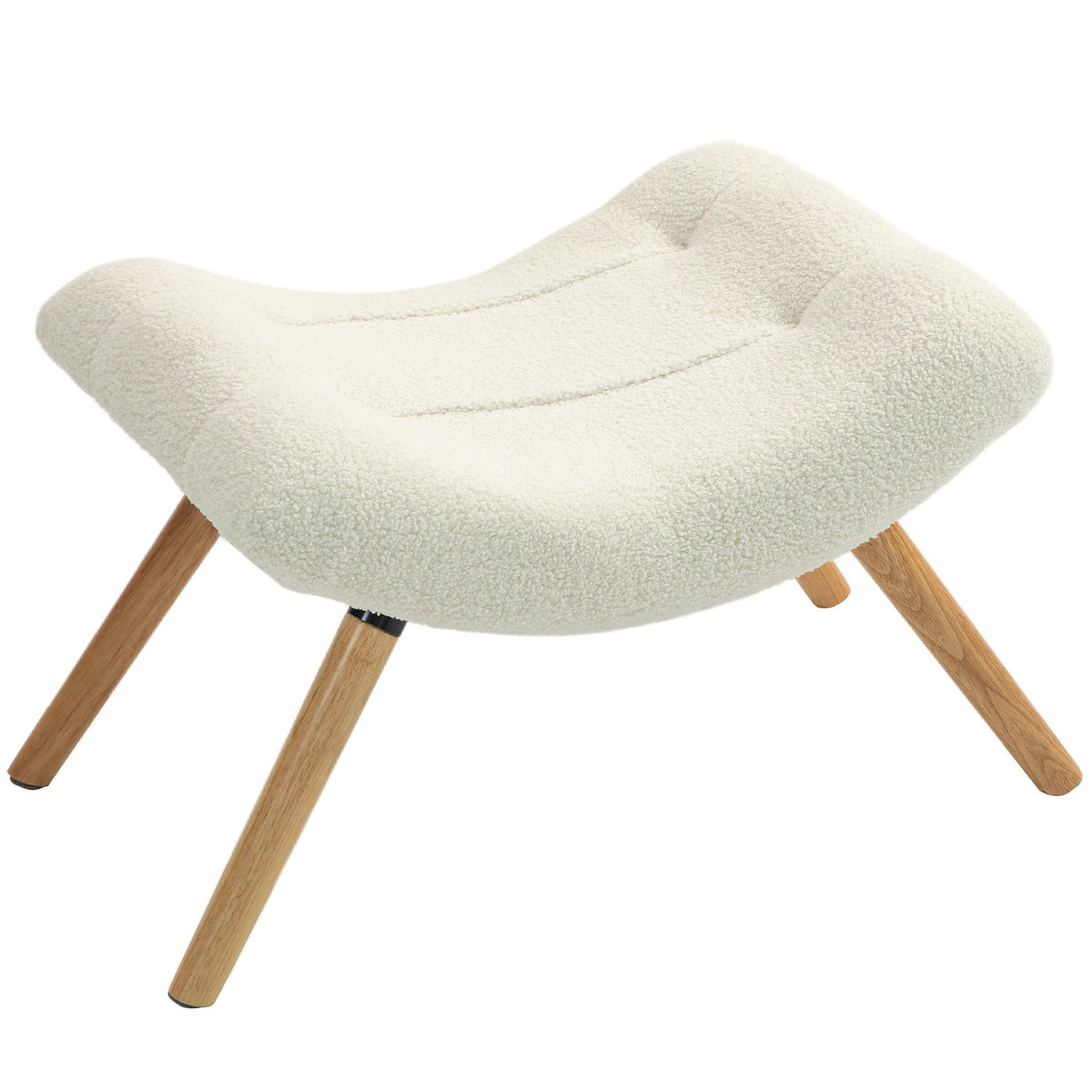 Crèmewitte berberfleece poef, draagvermogen 120 kg