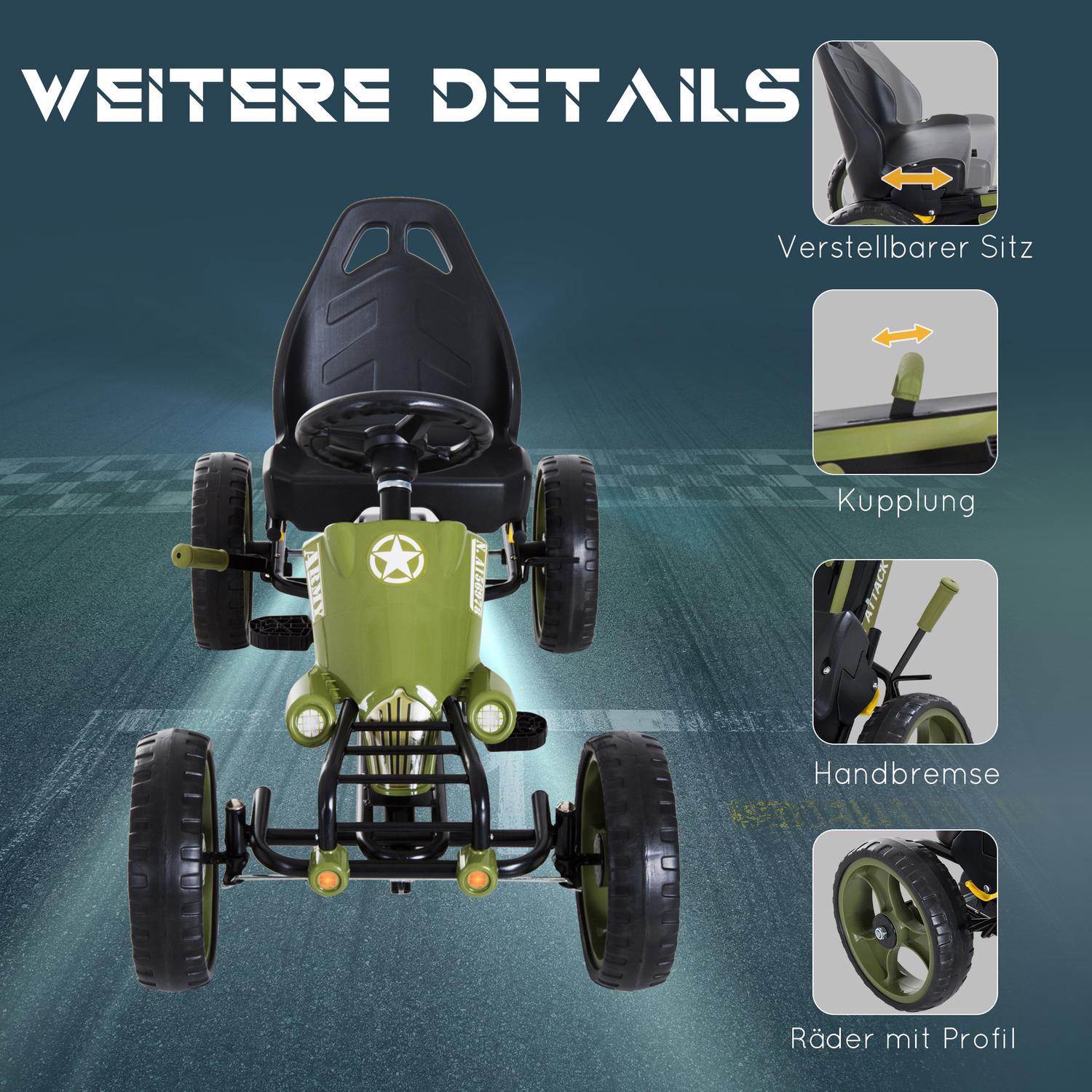 Green Kids Go Kart – Handrem, verstelbare stoel, 3+ jaar