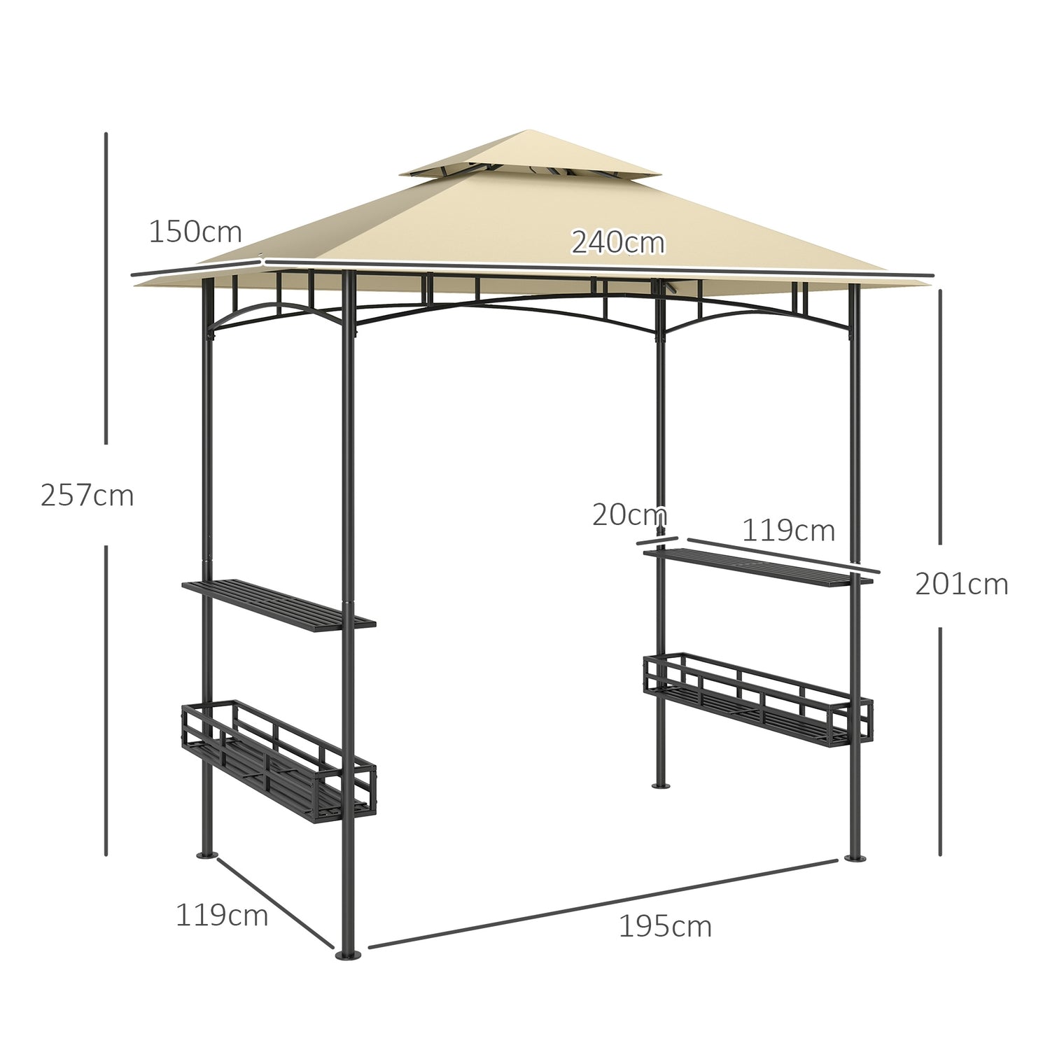 Grillpaviljong, vattentät och flamskyddad, UV-skyddande
