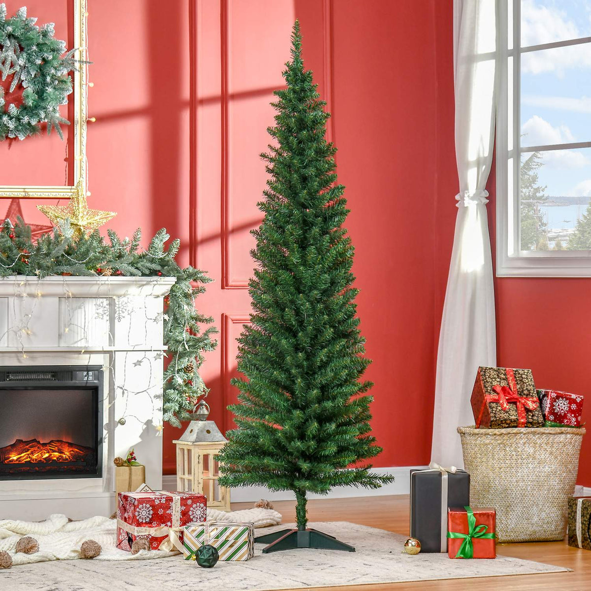 Groene kerstboom met 390 toppen en stevige standaard