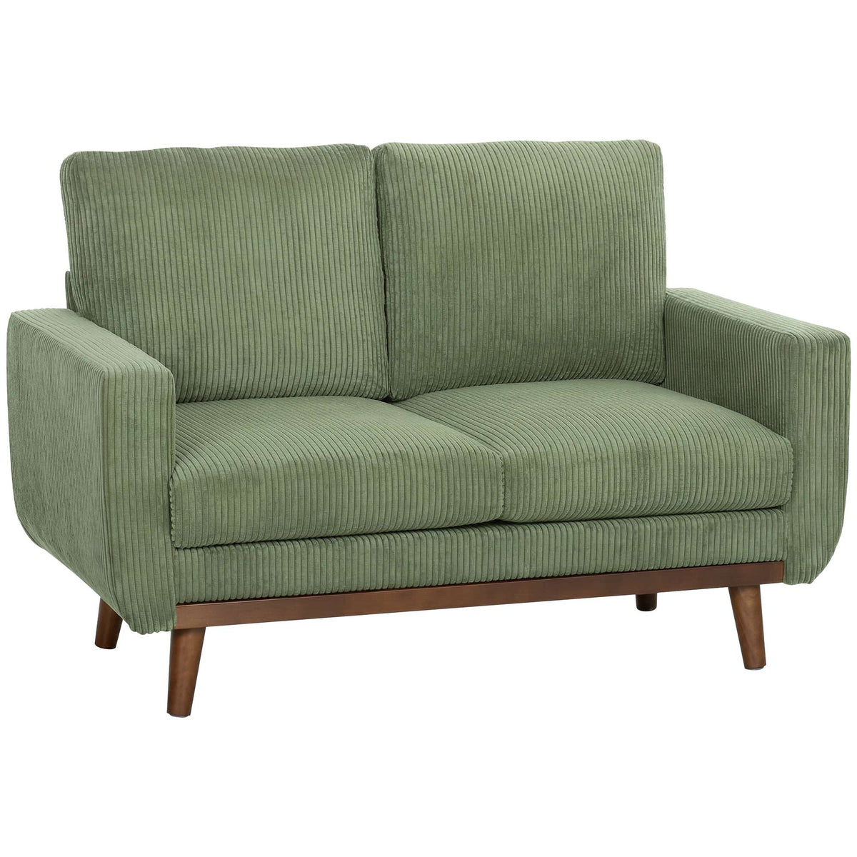Groene stoffen bank met 2 zitplaatsen, 134 cm, met pocketvering