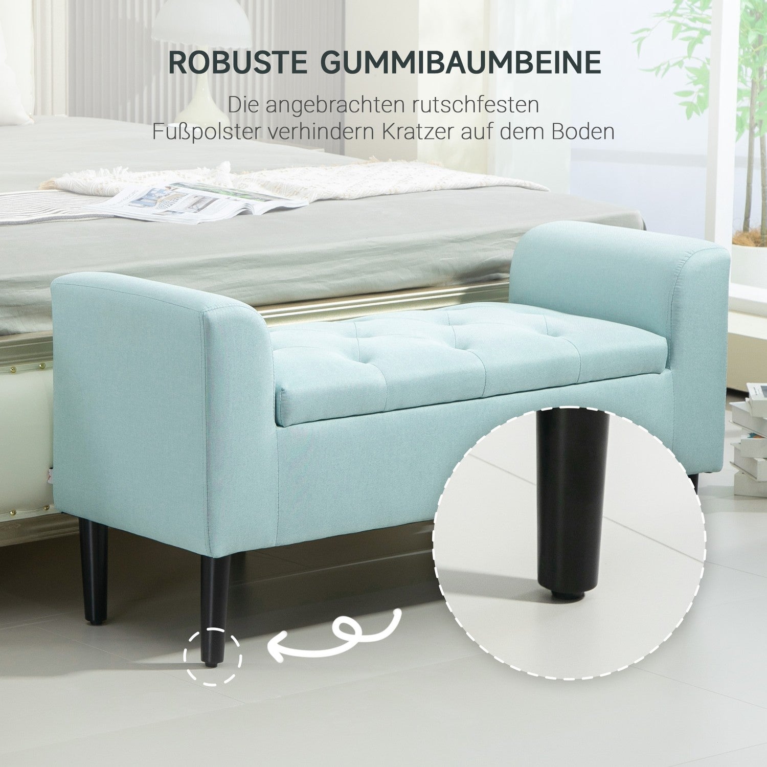 Groene gestoffeerde opbergbank – 100 x 40 x 44 cm