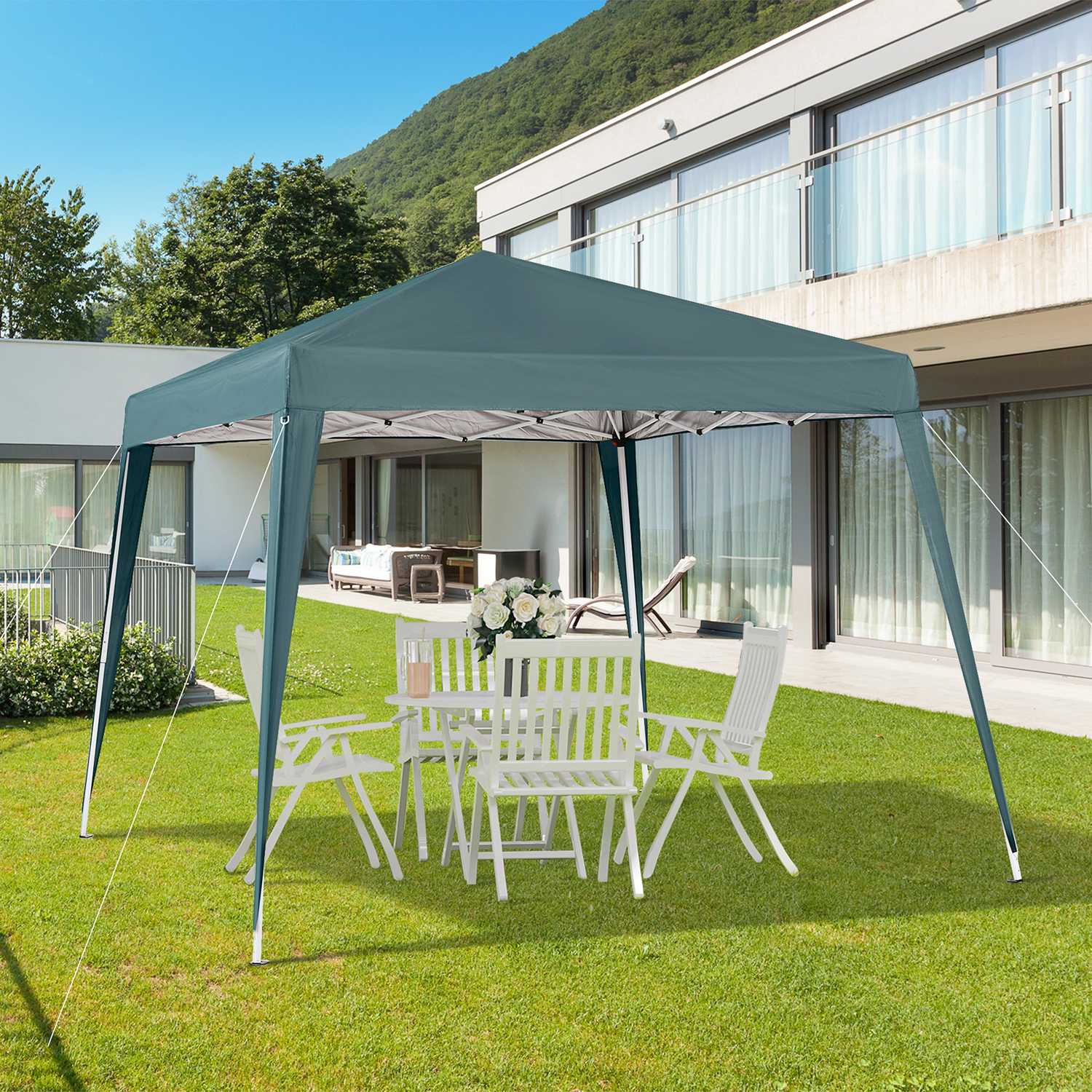 Groen opvouwbaar partytentpaviljoen met draagtas 2,4x2,4M