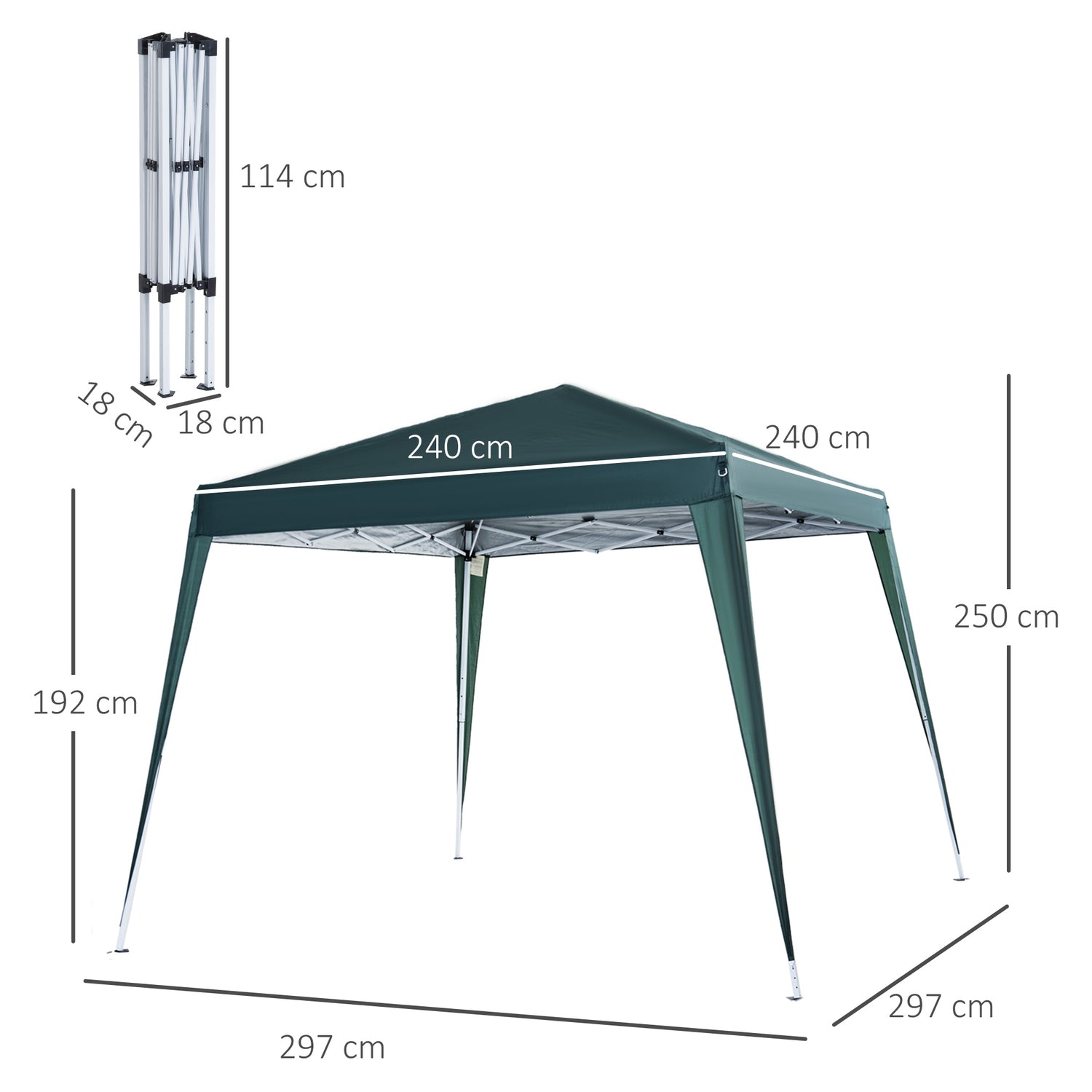 Groen opvouwbaar partytentpaviljoen met draagtas 2,4x2,4M
