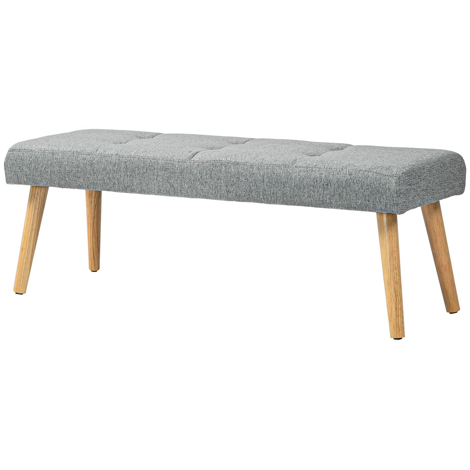Grijze gestoffeerde bank met knopen, 120x41x43 cm
