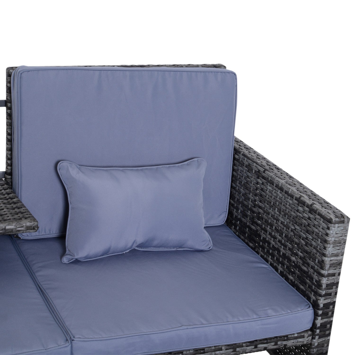 Grijze polyrattan tuinbankstel met kussens - 3-delig
