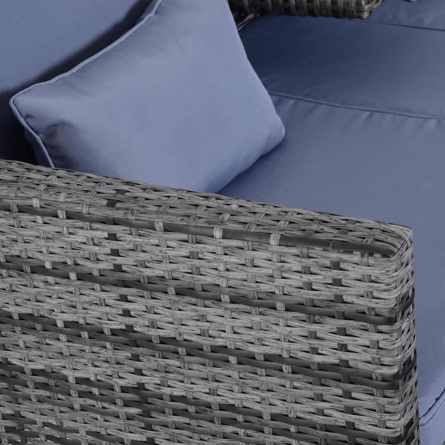 Grijze polyrattan tuinbankstel met kussens - 3-delig