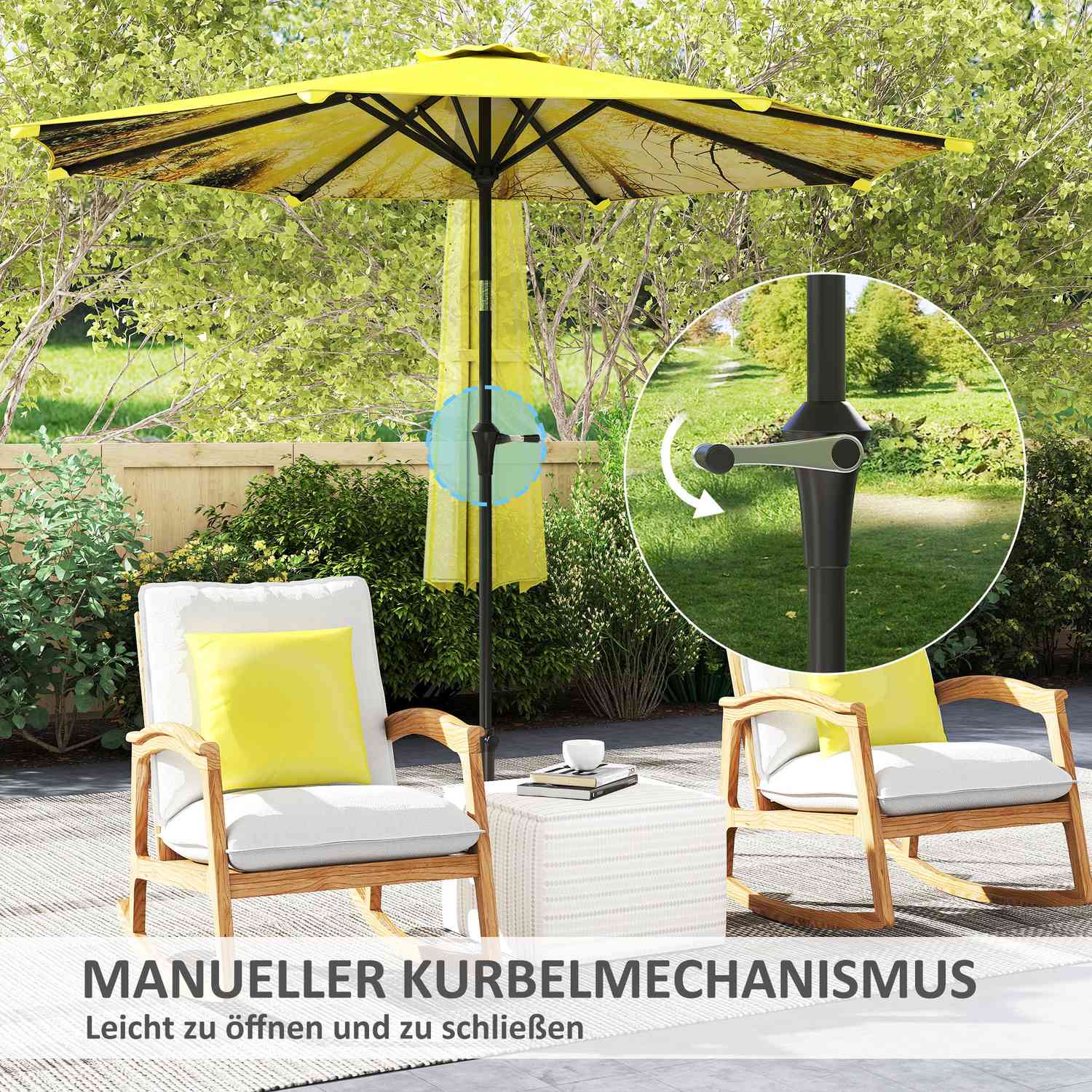 Gele achthoekige parasol van 300 cm - windbestendige zonwering