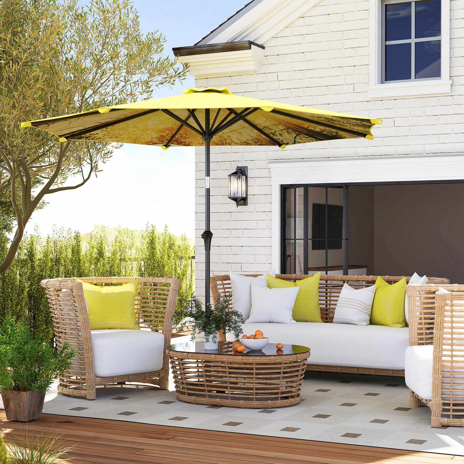 Gele achthoekige parasol van 300 cm - windbestendige zonwering