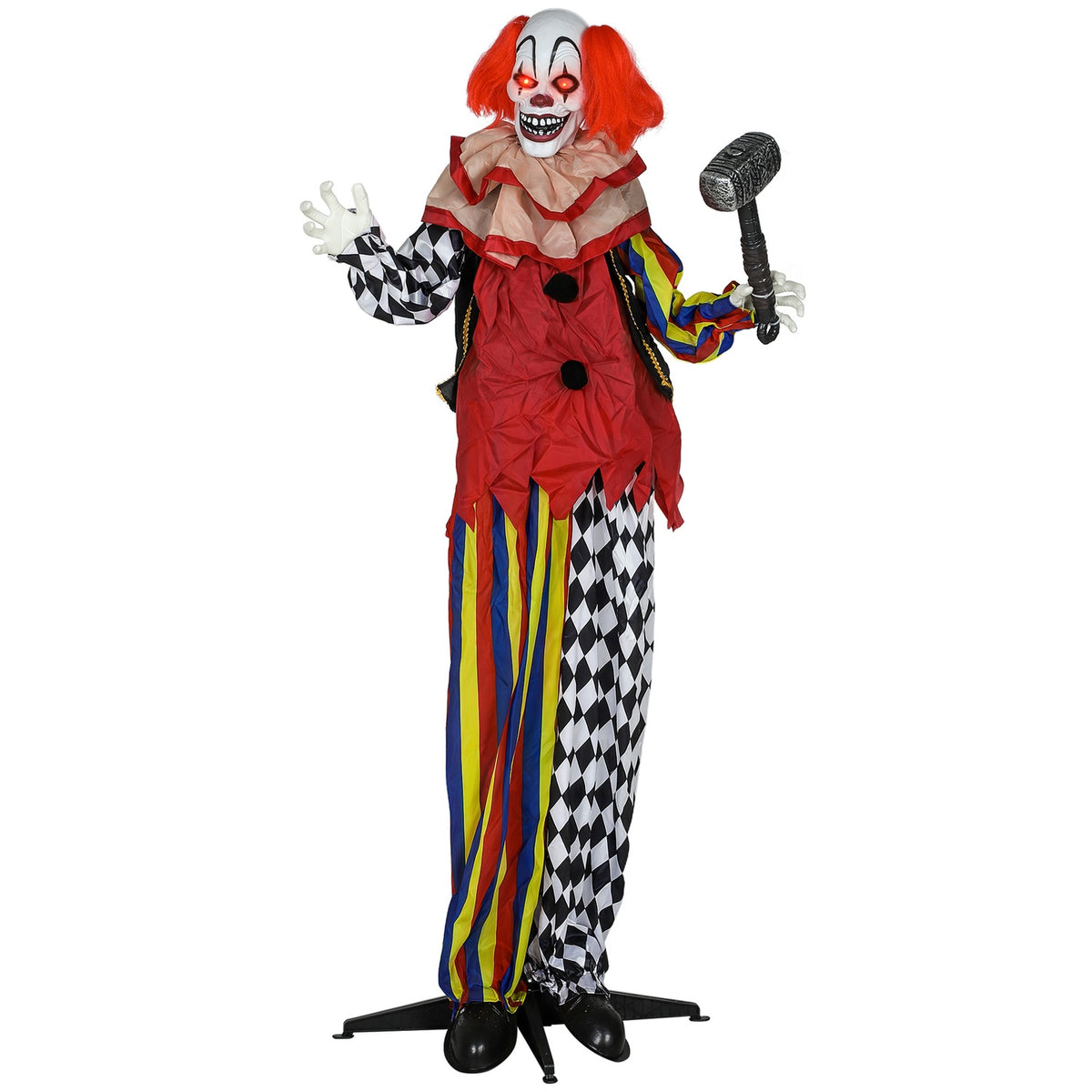 Halloween-animatronicclown, 173 cm, met lichtgevende ogen