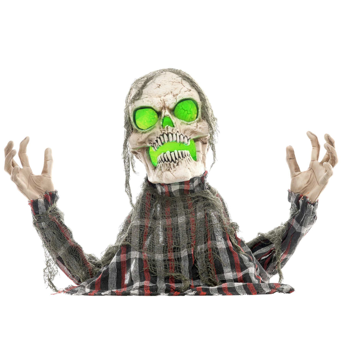 Halloweenbanbrytande skelett, böjbara armar, glödande ögon