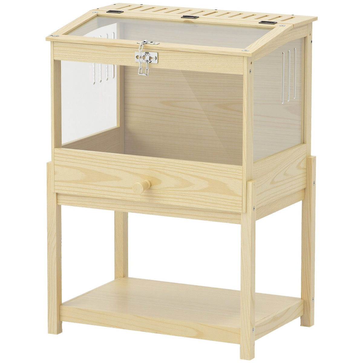 Hamsterkooi 2 niveaus knaagdierkooi kleine dierenkooi met scharnierend deksel, groot 83,2 x 50 x 103 cm natuurlijk hout