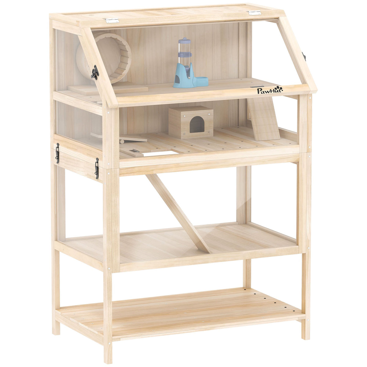Hamsterkooi met 3 niveaus, accessoires, gemakkelijk schoon te maken