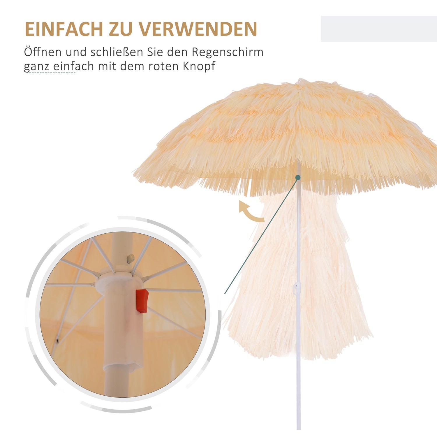 Hawaïaans strandparasol – 160 cm, beige, diverse kleuren