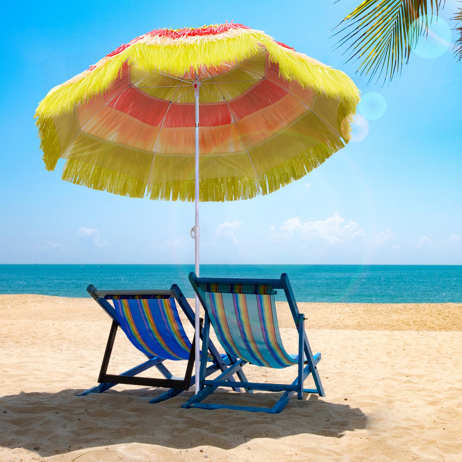Hawaiiaanse strandparasol – Kleurrijk, 160 cm diameter