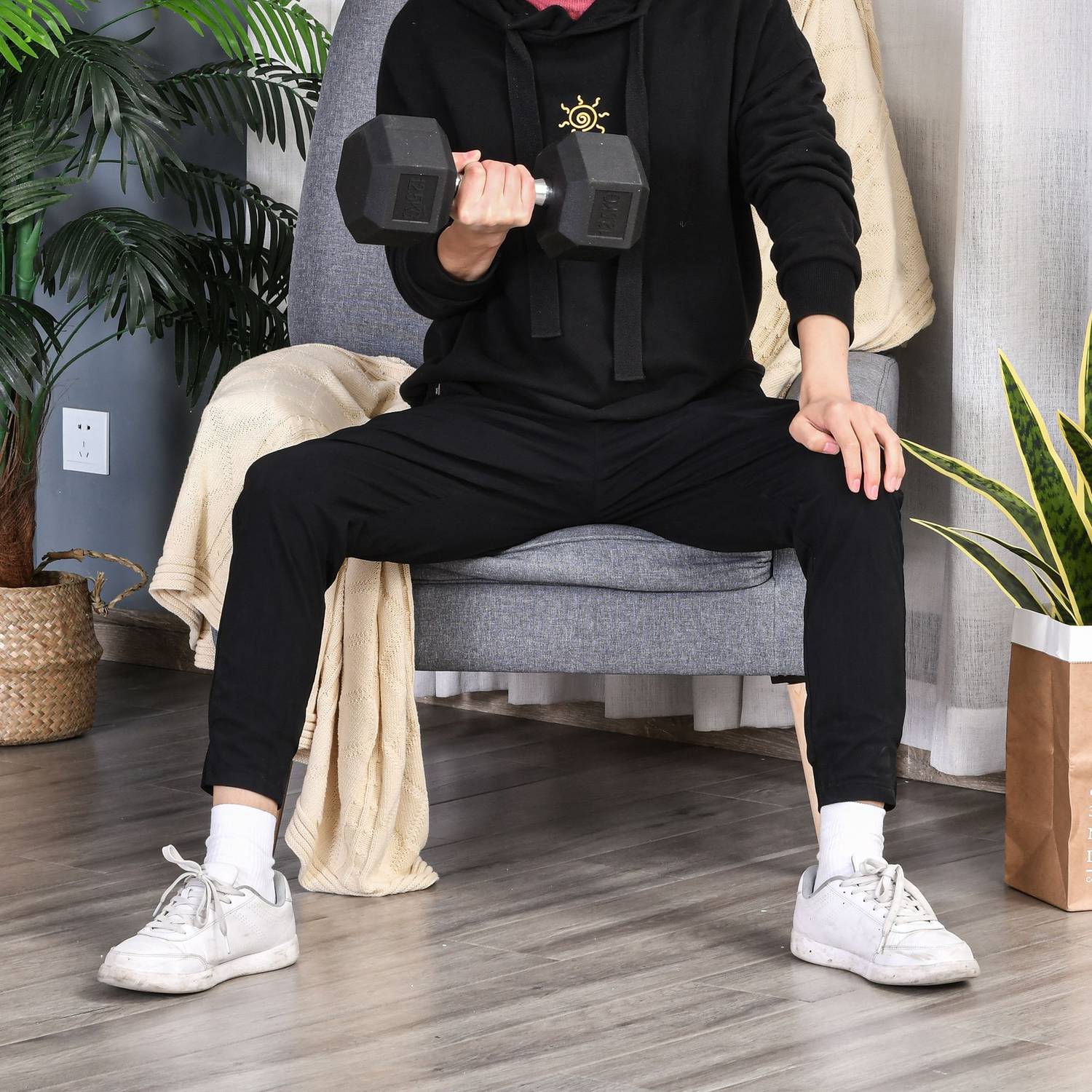 Hexagon hantel med räfflat handtag – 12,5 kg gjutjärn