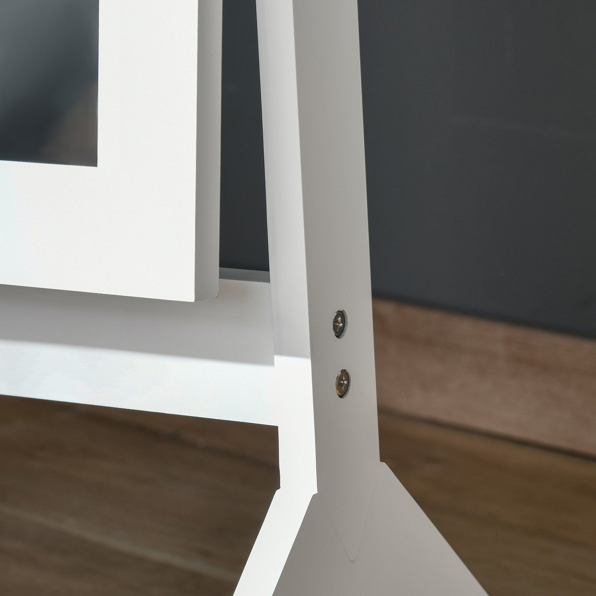 Hoge passpiegel met standaard, MDF, wit, 47x46x148cm