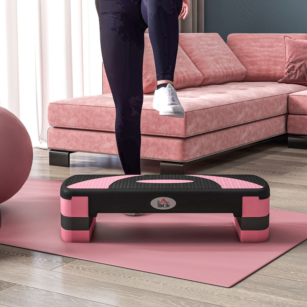 In hoogte verstelbare aerobicstep, 3 niveaus, 150 kg draagvermogen