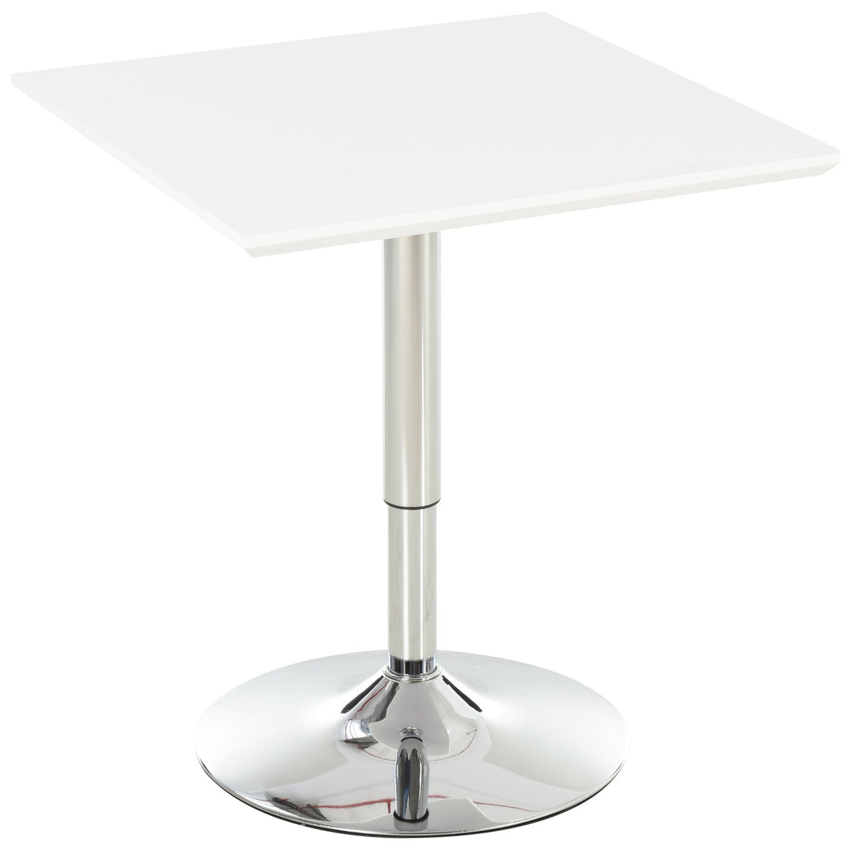 In hoogte verstelbare vierkante stalen bistrotafel, 60x60 cm, wit