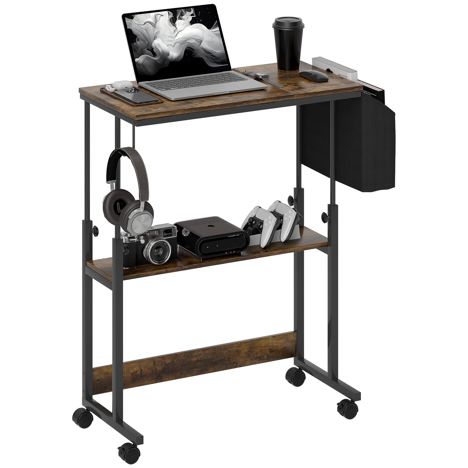 In hoogte verstelbare computerhoektafel, 92x40 cm, Rustiekbruin