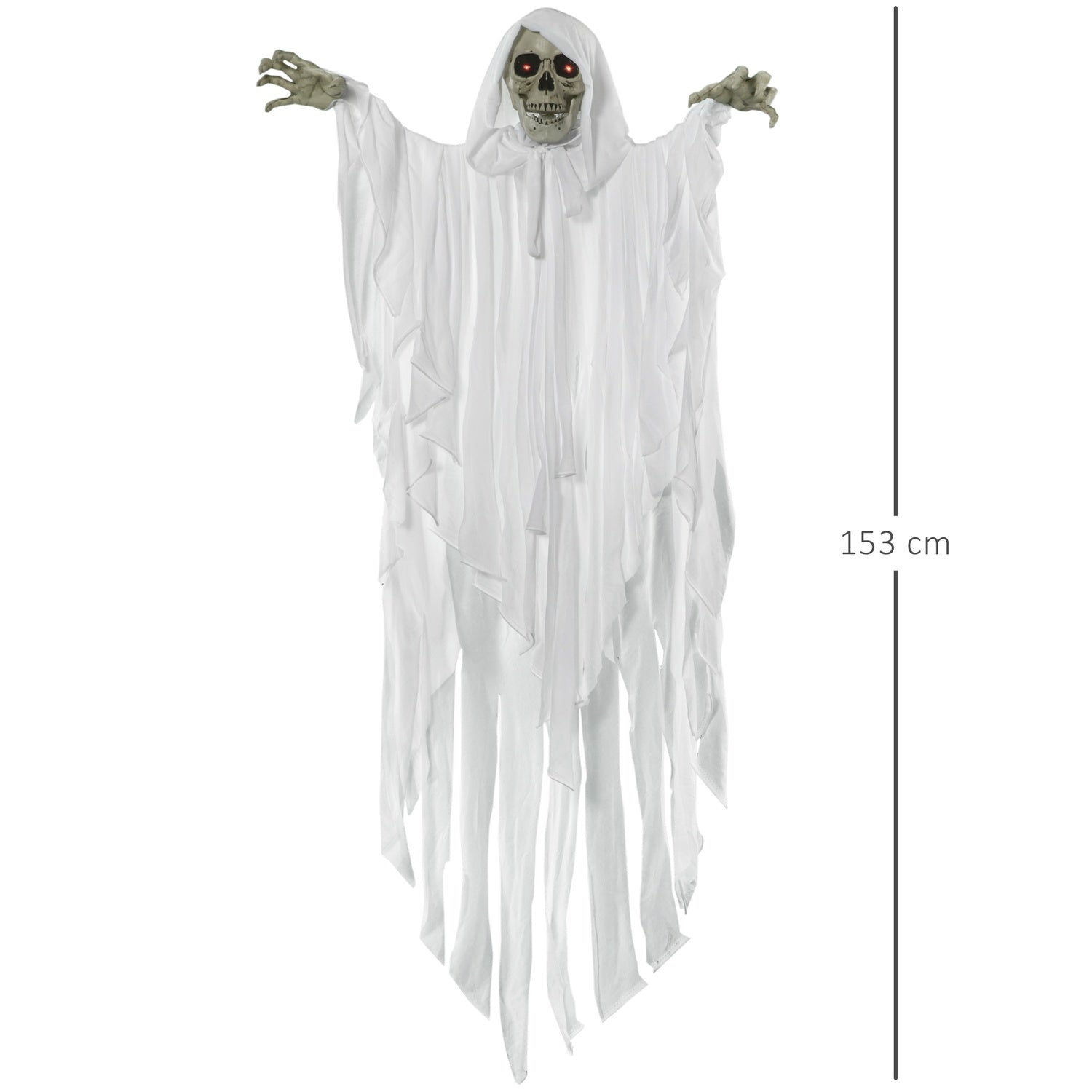 Glow-in-the-dark hangend skelet met geluid, 153 cm
