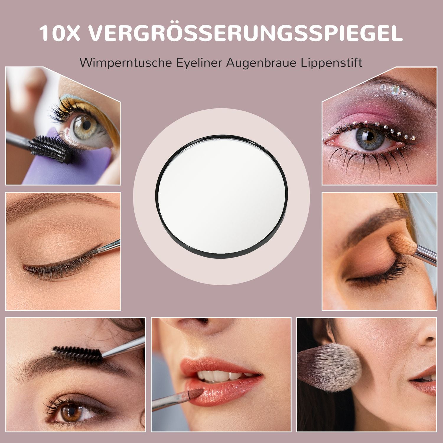Hollywood make-upspiegel met verlichting, 15 LED's, zwart, 3 standen